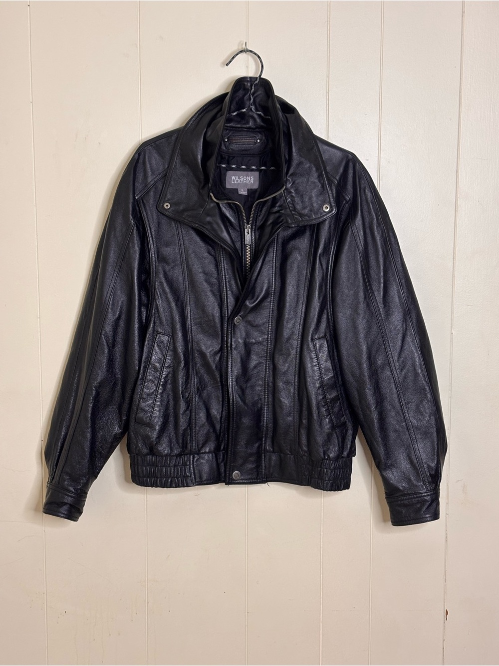 Wilsons Leather Black Genuine Leather Jacket Women’s L Zip Front
